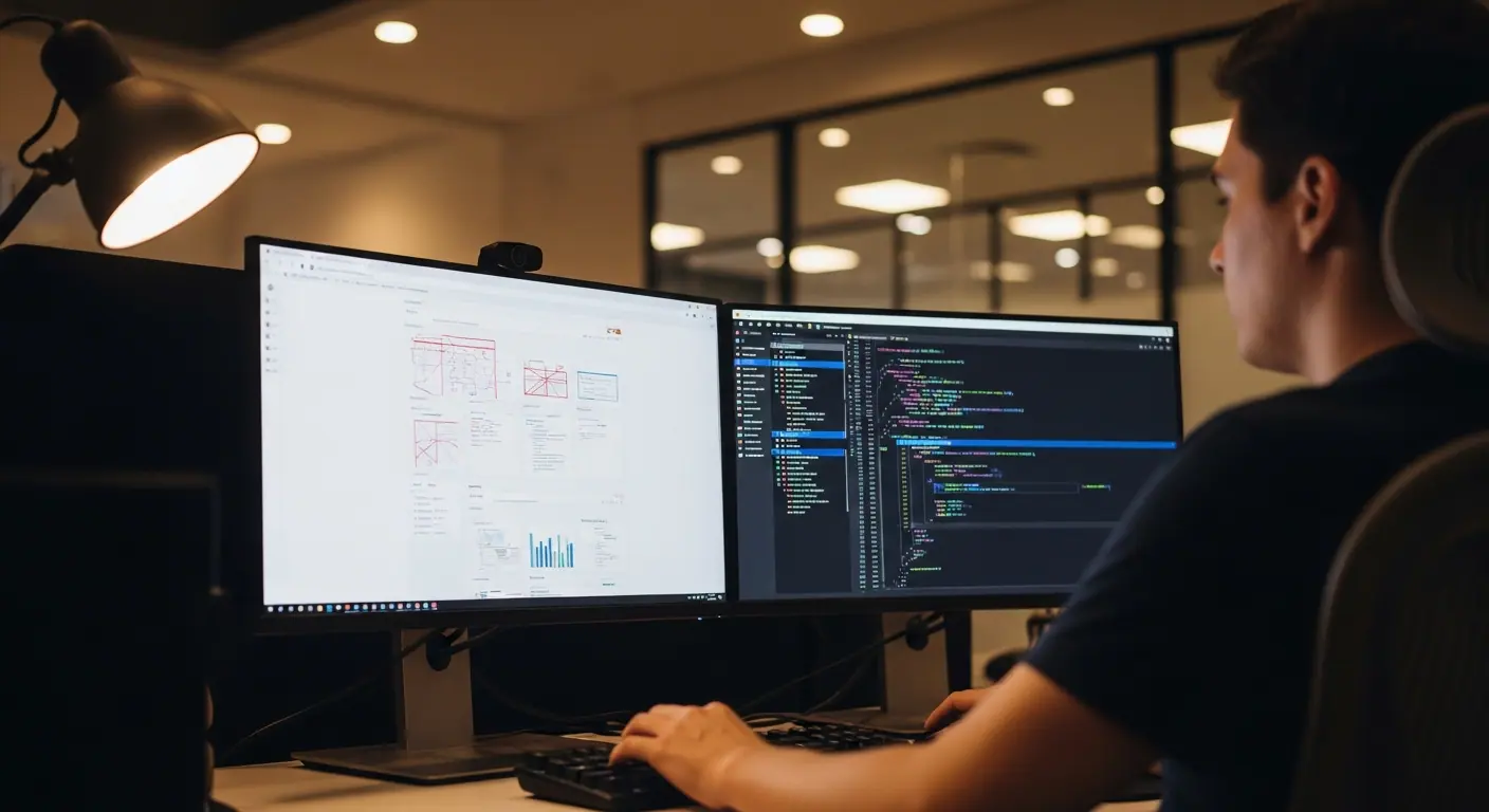 Développeur travaillant sur une application web sur mesure