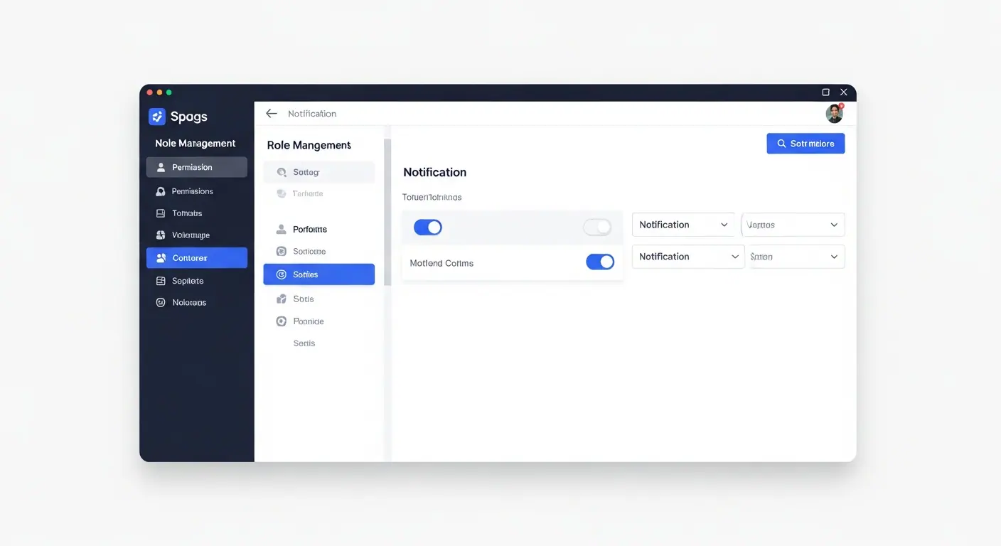 Interface de gestion des droits et notifications d'une application métier