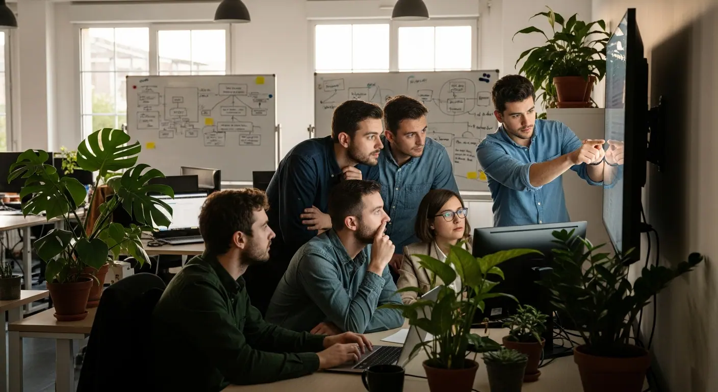 L'équipe Kombiz en session de code review collaborative