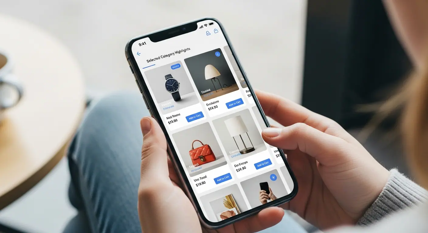 Application PWA e-commerce sur mobile