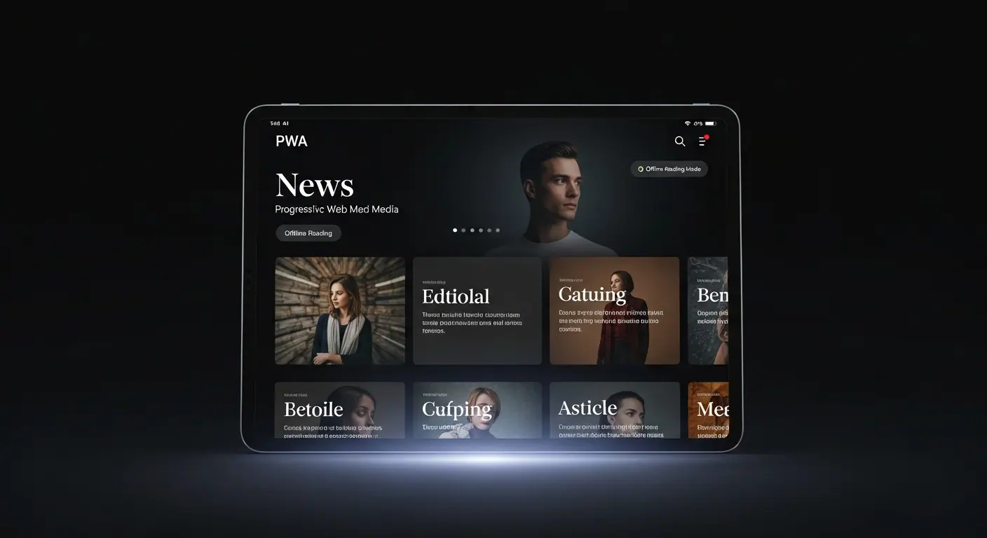 Application PWA média et actualités sur tablette