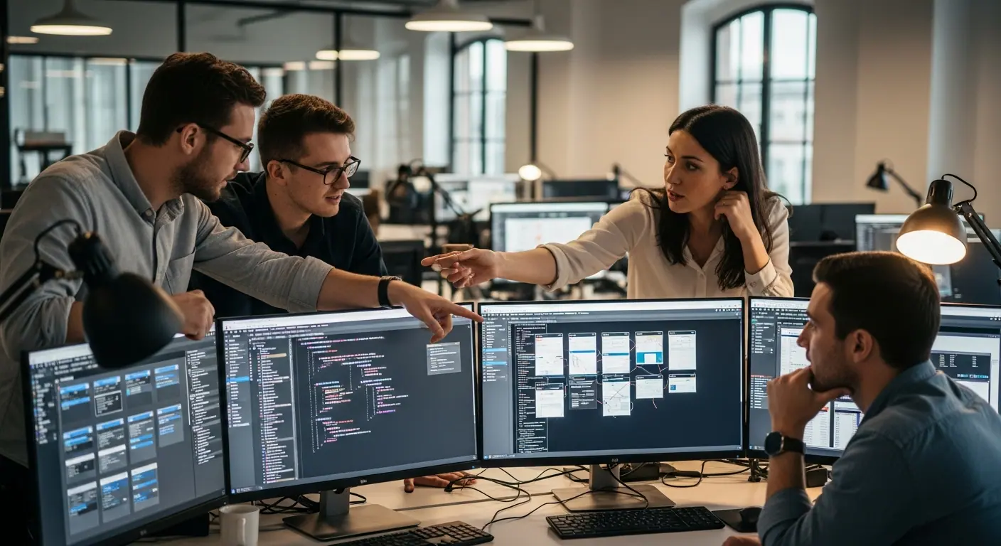Équipe de développeurs travaillant sur une application métier
